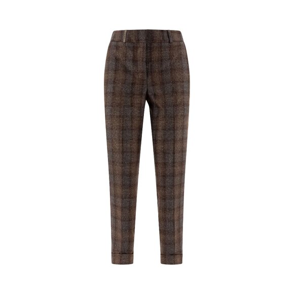 パンツ PESERICO FW24 Check wool trousers (P04599 01918946) Peserico Check Wool Trousers for Women Label Size 44